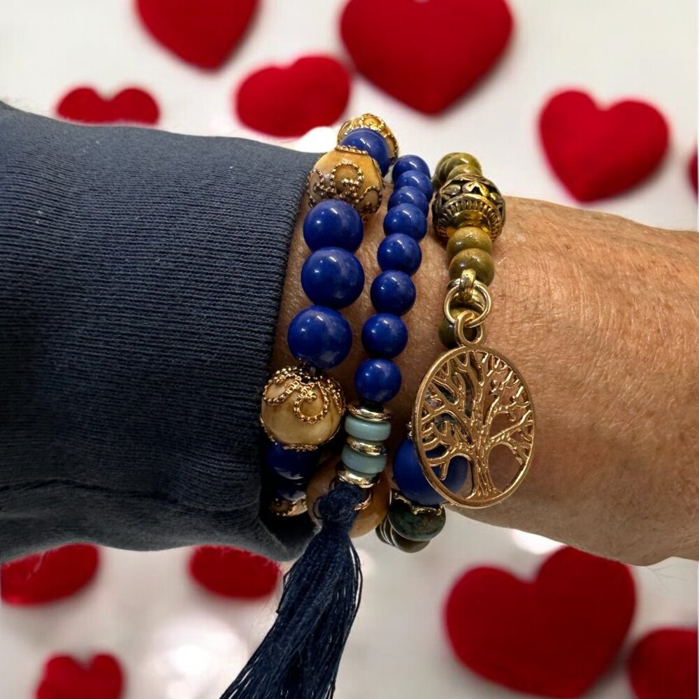 Set of 3 Stretch Bracelets, NWOT~Lapis Blue Color